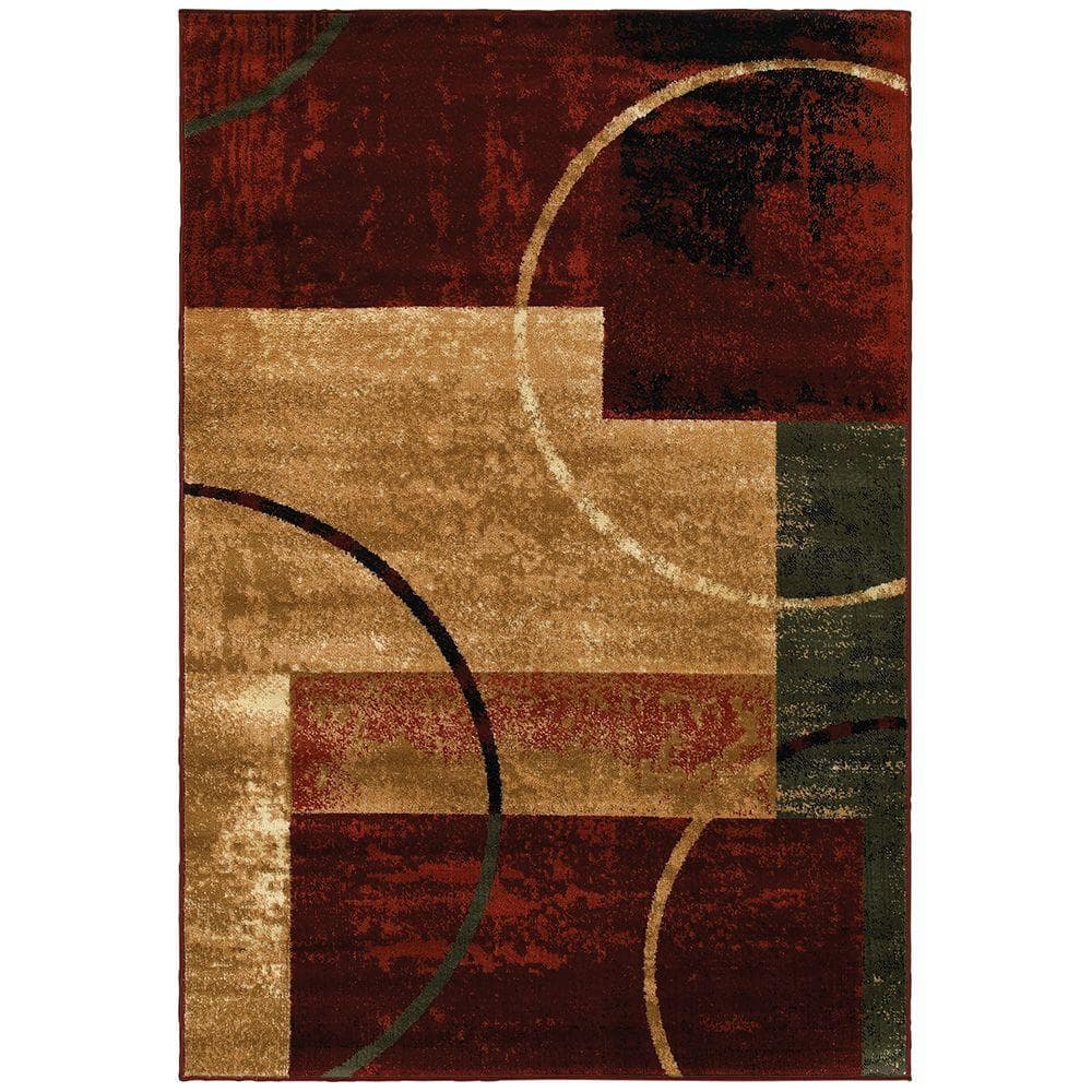 Sienna Modern Red 7 ft. 9 in. x 9 ft. 5 in. Geometric Plush Indoor Area Rug