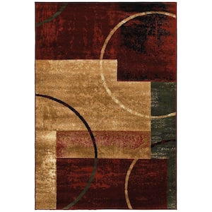 Sienna Modern Red 7 ft. 9 in. x 9 ft. 5 in. Geometric Plush Indoor Area Rug