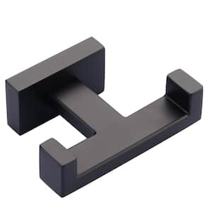 Wall Mount Stainless Steel J-Hook Two-Prong Robe/Towel Hook Smooth Square Coat Hat Towel Hook in Matte Black