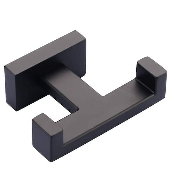 IVIGA Wall Mount Stainless Steel J-Hook Two-Prong Robe/Towel Hook Smooth Square Coat Hat Towel Hook in Matte Black