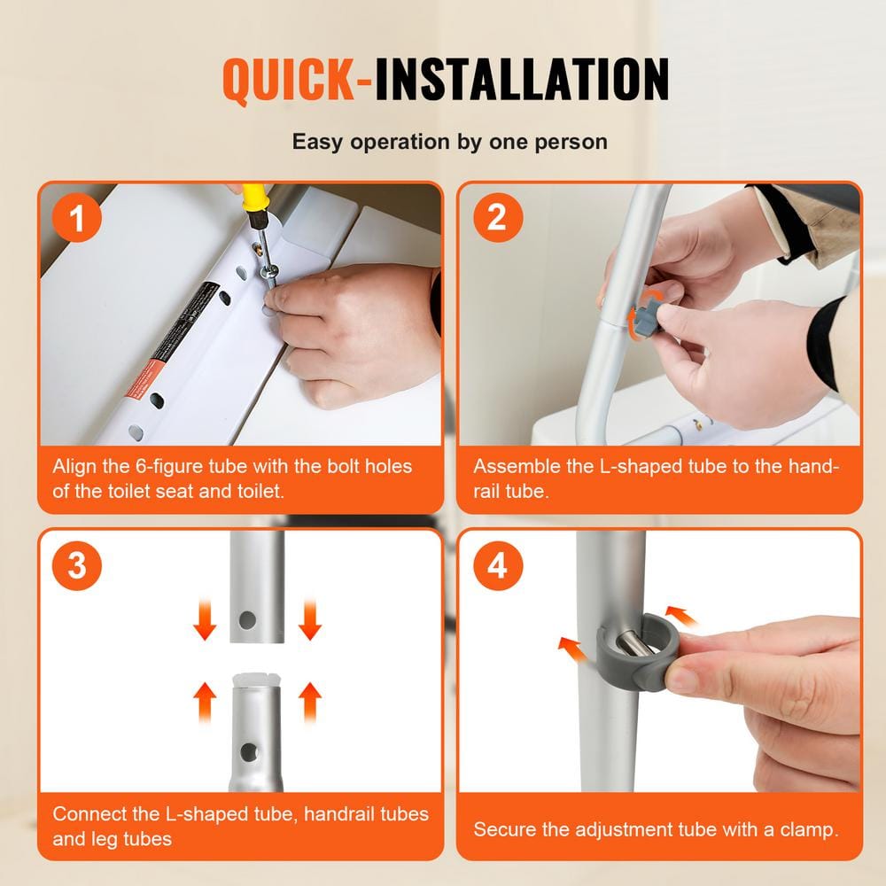 Adjustable Aluminum Toilet Safety Frame with Handrails