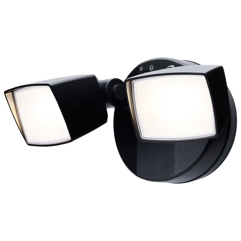 Black Dual Head LED Security Flood Light with Adjustable Brightness