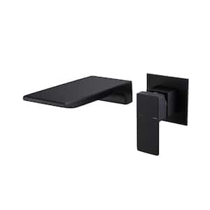 Modern Single-handle Wall Mounted Bathroom Faucet in Matte Black