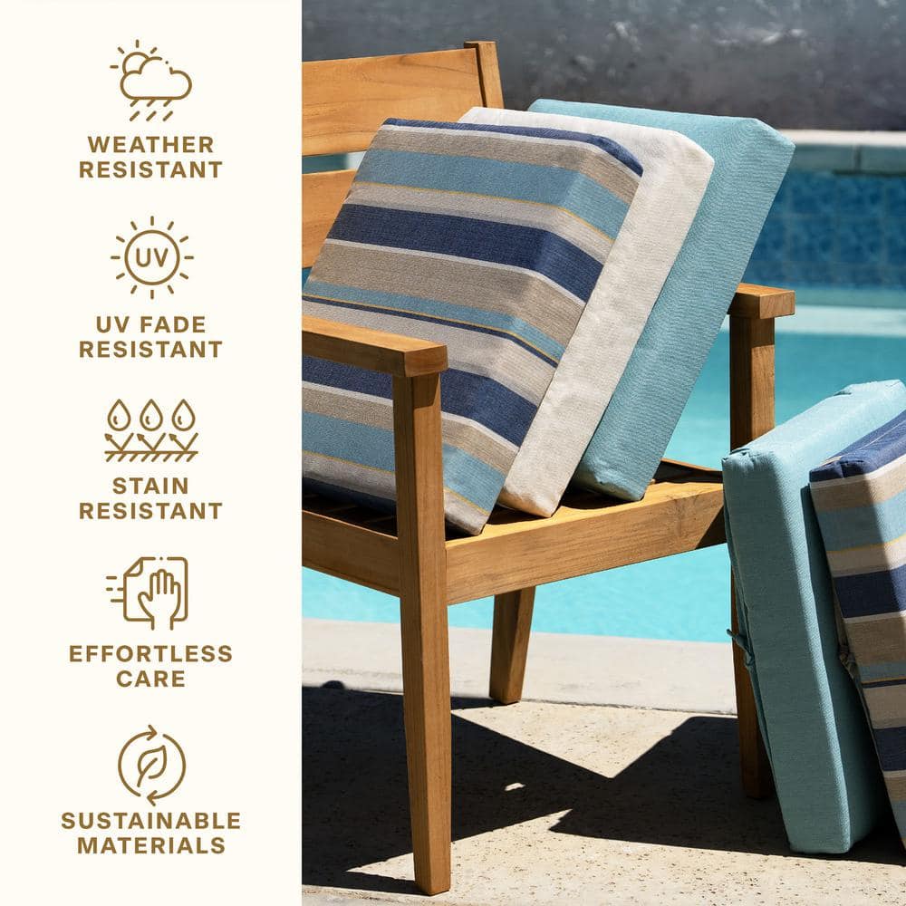 Stripe Blue & Beige Outdoor Midback Dining Chair Cushion Set