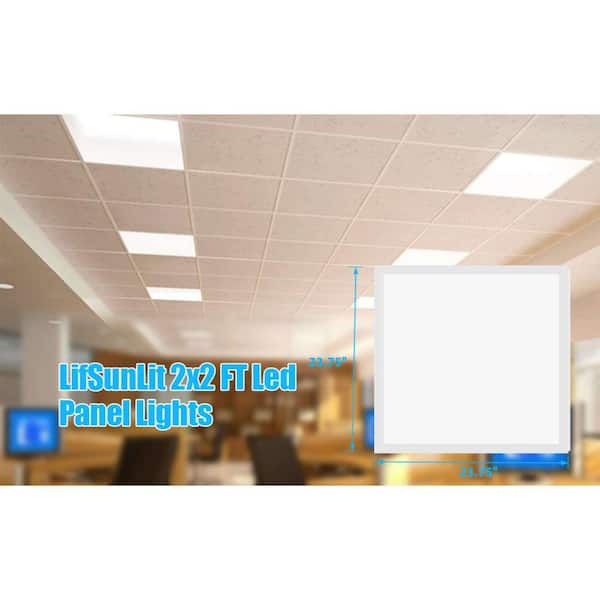 Honbei 2 ft. x 2 ft. 5800LM Integrated LED Panel Light 5000K 2 x 2 LED Recessed Back-Lit Drop Ceiling Light ETL Listed (6-Pack)