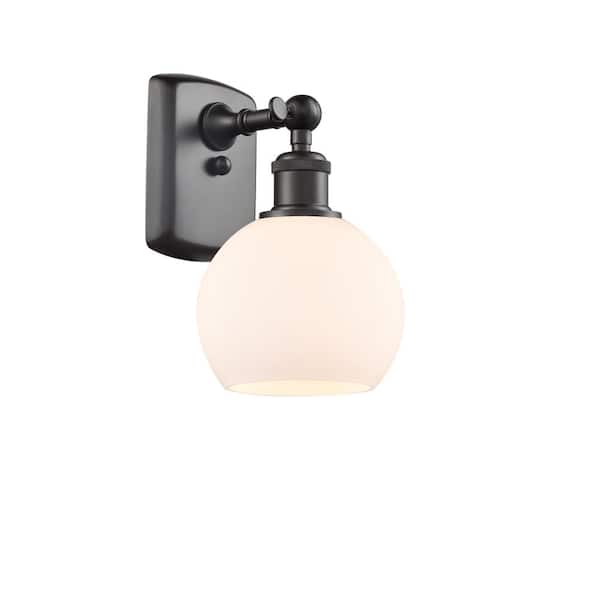 Innovations Athens 1-Light Oil Rubbed Bronze Wall Sconce with Matte White Glass Shade