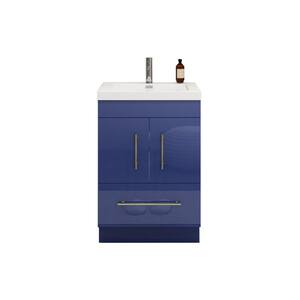 Elsa 23.62 in. W x 19.69 in. D x 35.44 in. H Bathroom Vanity in High Gloss Night Blue with White Acrylic Top
