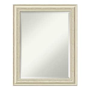 Country White Wash 22.5 in. x 28.5 in. Beveled Rectangle Wood Framed Bathroom Wall Mirror in Cream,White