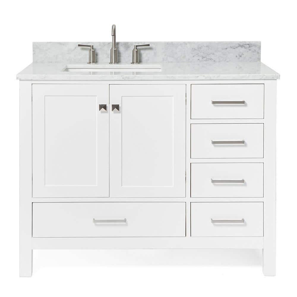 Cambridge 43" White Marble Top Single Basin Vanity Set