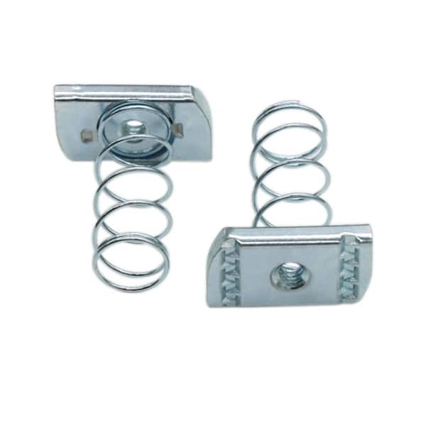 1/4-20 Spring Channel Nuts with Zinc Electroplated Finish, Long Spring Design for Unistrut Channels
