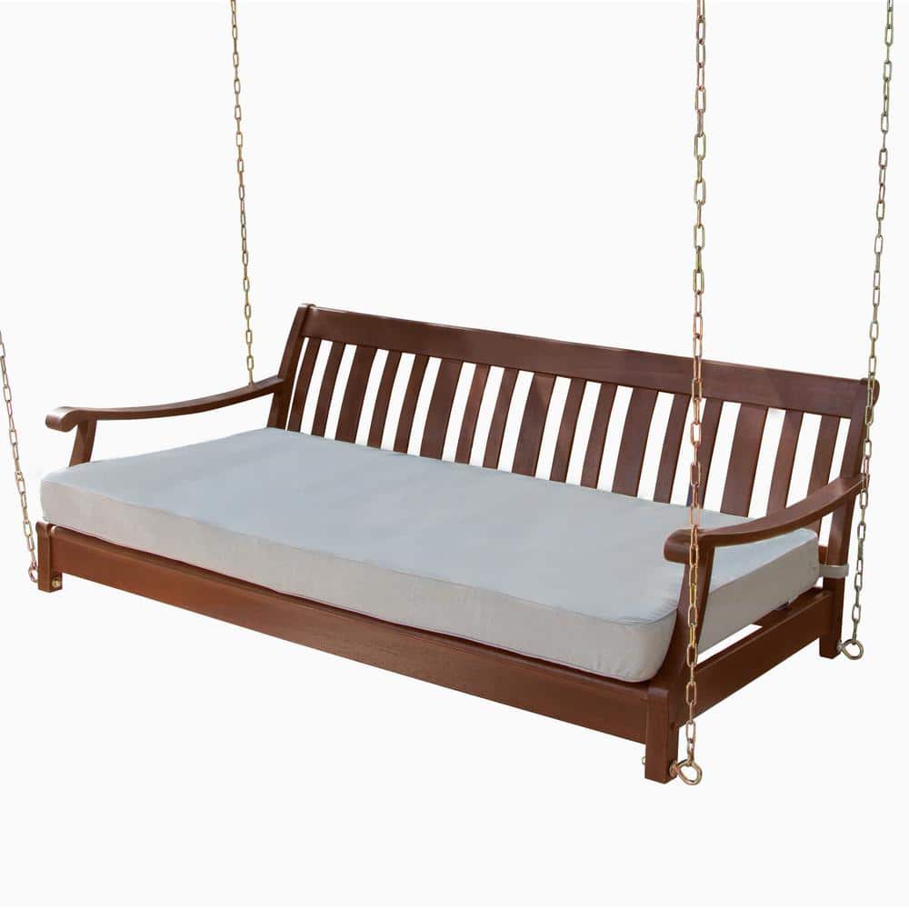Oak Swing Bed With Seat Cushion Wooden Porch Swing Outdoor