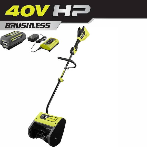 RYOBI 40V HP Brushless 12 in. Cordless Electric Snow Shovel with 4.0 Ah Battery and Charger