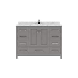 Caroline Avenue 48 in. W x 22 in. D x 35 in. H Single Sink Bath Vanity in Gray with Quartz Top