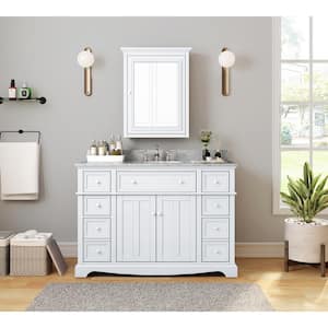 Fremont 49 in. W x 22 in. D x 34 in. H Single Sink Freestanding Bath Vanity in White with Gray Granite Top