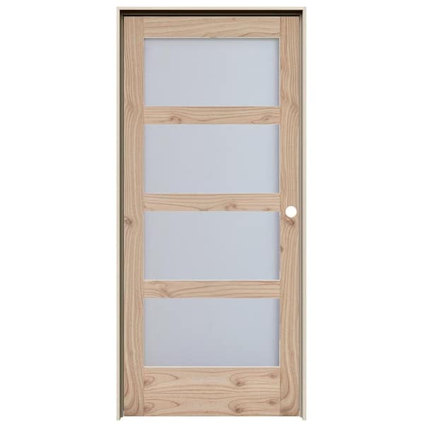 MODA Rustic 28 in. x 80 in. Solid Wood Full Lite Frosted Glass Unfinished Wood Interior Door Slab