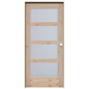 MODA Rustic 30 in. x 80 in. Solid Wood Full Lite Frosted Glass Unfinished Wood Interior Door Slab