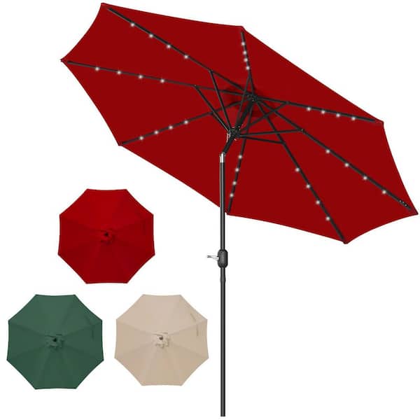Oumilen 8.5ft. x 8.5 ft. Steel Market Solar Patio Umbrella in Red