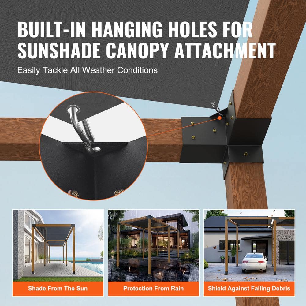 Black Alloy Steel 3-Way Pergola Bracket Kit