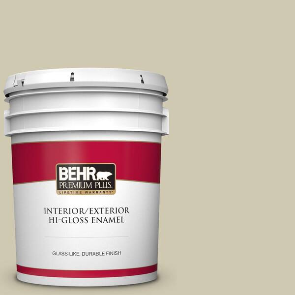BEHR PREMIUM PLUS 5 gal. #PPU9-18 Cilantro Cream Hi-Gloss Enamel Interior/Exterior Paint