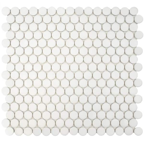 Red Buttons Porcelain Penny Round Tile