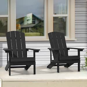Black HIPS Plastic Weather Resistant Adirondack Chair for Outdoors (2-Pack)