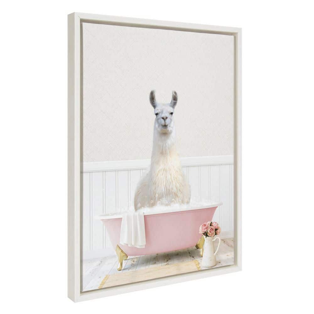 "Sylvie ""Llama in Cottage Rose Bath"" by Amy Peterson Art Studio White Framed Art Print 18 in. x 24 in." price history on PriceWatchPro