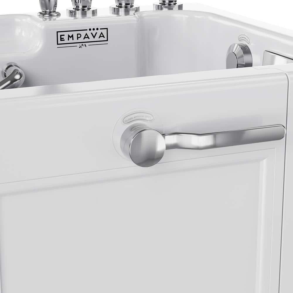 Empava White Acrylic Walk-In Soaking Bathtub with Handrails