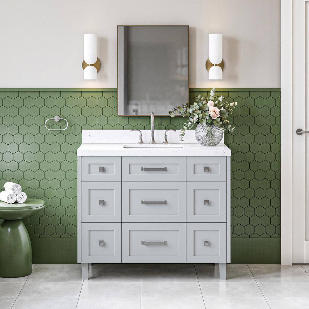 Monroe 42" Light Gray Wood Freestanding Vanity Cabinet