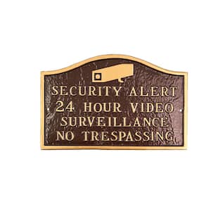 Security Alert Small Statement Plaque - Oil Rubbed/Gold
