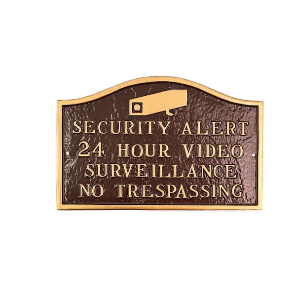 Montague Metal Products Security Alert Small Statement Plaque - Oil Rubbed/Gold