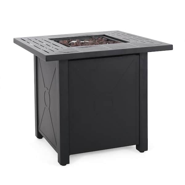 COOLSHARK 28 in. Propane Fire Pit Table 50000 BTU Outdoor Steel Gas Fire Pit Table with Fire Pit Lid, Rocks, ETL Certification