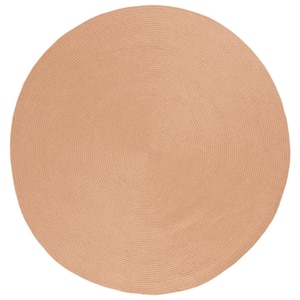 Braided Tan 5 ft. x 5 ft. Abstract Round Area Rug