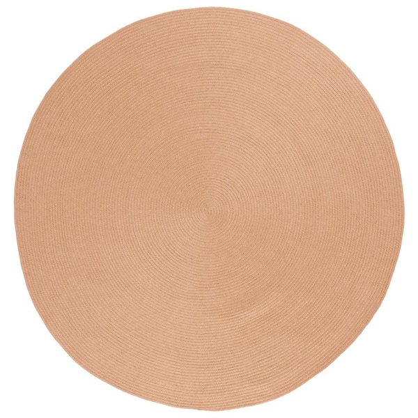 SAFAVIEH Braided Tan 6 ft. x 6 ft. Abstract Round Area Rug