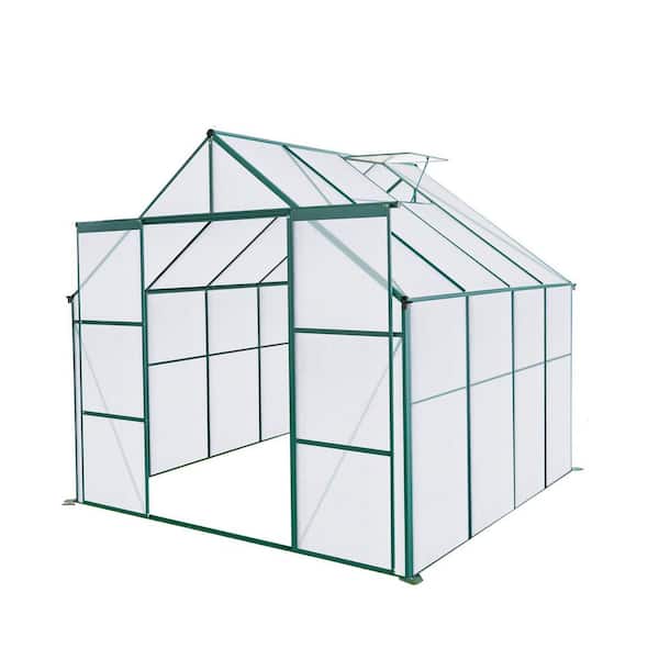 Unbranded 94.50 in. W x 97.75 in. D x 89.50 in. H Green Aluminum Outdoor Heavy Duty Walk-in Greenhouse for Backyard in All Season