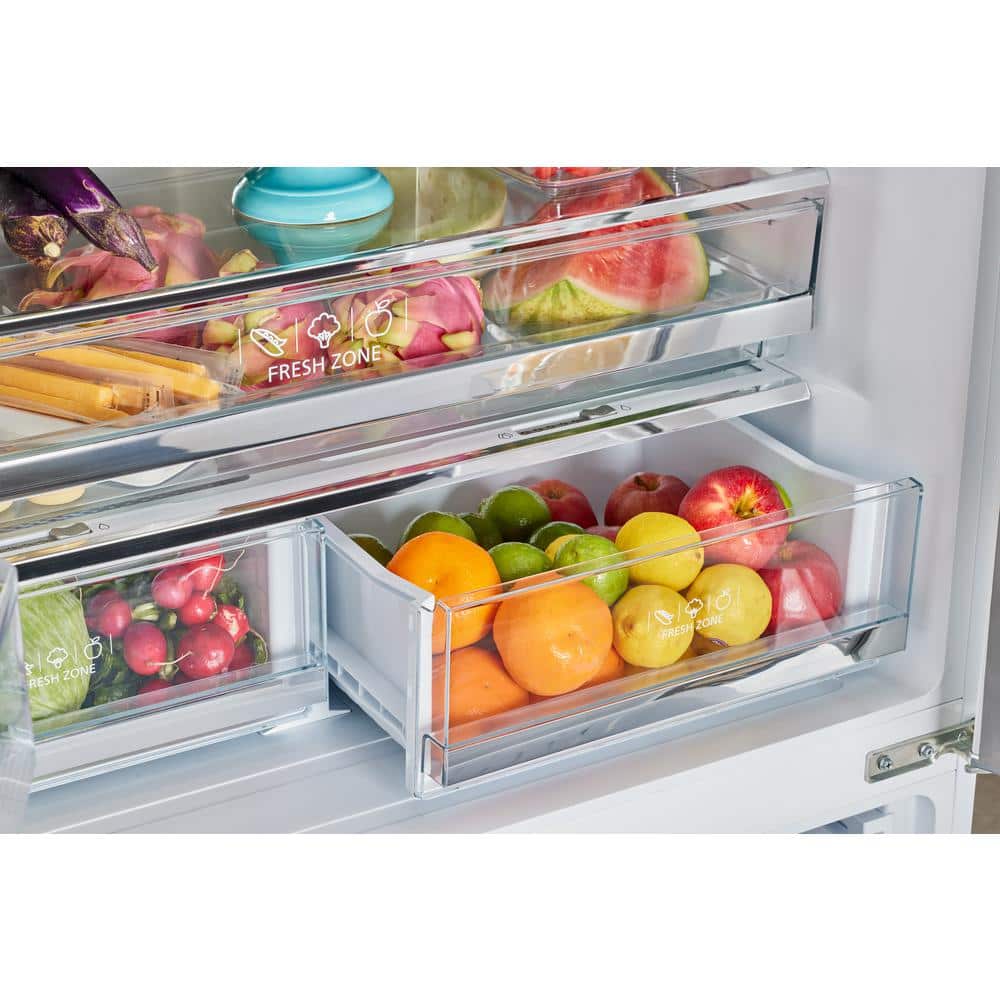 Marshmallow White Retro French Door Refrigerator with Ice Maker