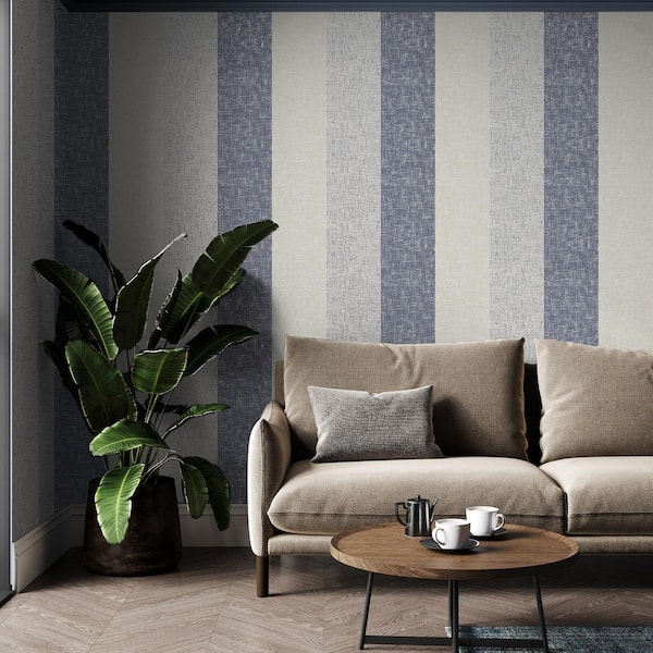 Superfresco Meadow Stripe Navy and Rose Gold Wallpaper