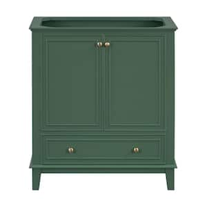 30 in. Modern Classic Bath Vanity Cabinet without Top in Dark Green