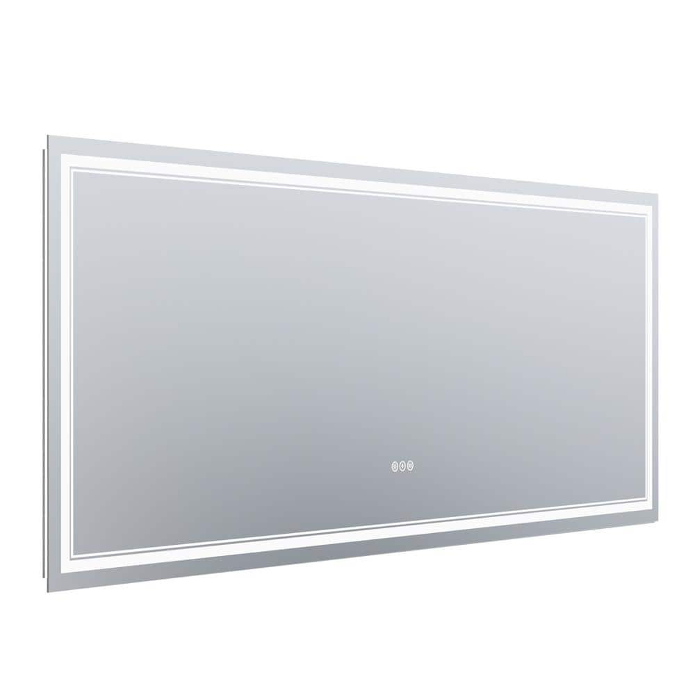 84 in. W x 40 in. H Frameless LED Wall Mounted Bathroom Vanity Mirror with 