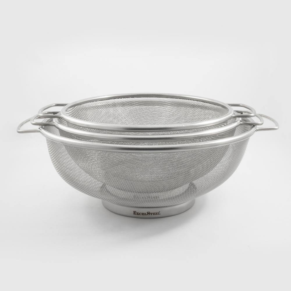 Stainless Steel Fine Mesh Colander Set with Resting Base, 3 Piece