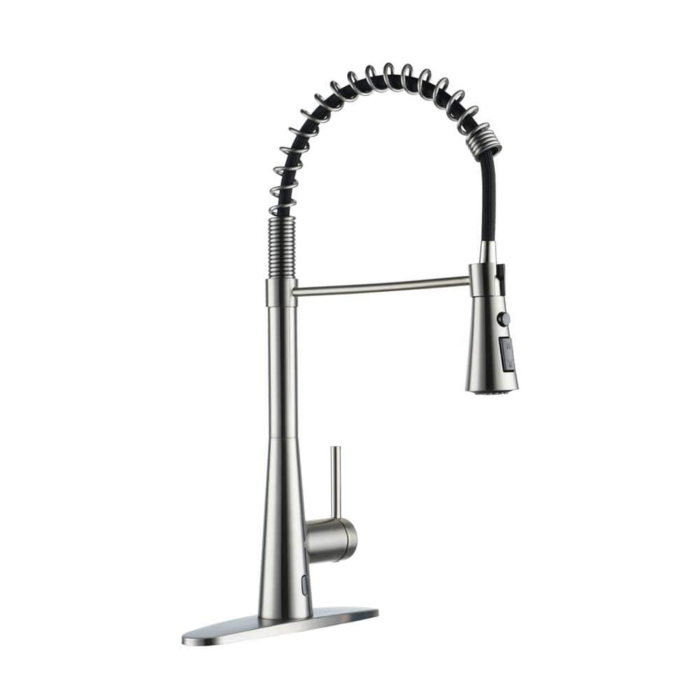 Touchless Single Handle Pull Down Sprayer Kitchen Faucet in Burshed Nickel -  Mondawe, MD-245TL-BN