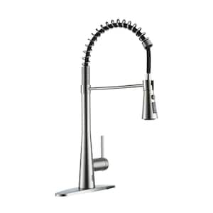 Touchless Single Handle Pull Down Sprayer Kitchen Faucet in Burshed Nickel