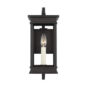 Cupertino 15 in. H Textured Black Outdoor Hardwired Small Bracket Wall Lantern Sconce with No Bulbs Included