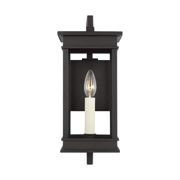 Cupertino 15 in. H Textured Black Outdoor Hardwired Small Bracket Wall Lantern Sconce with No Bulbs Included