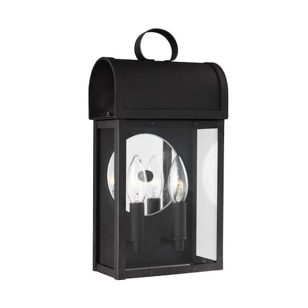 Generation Lighting Conroe 2-Light Medium Black 14.375 in. Wall Lantern