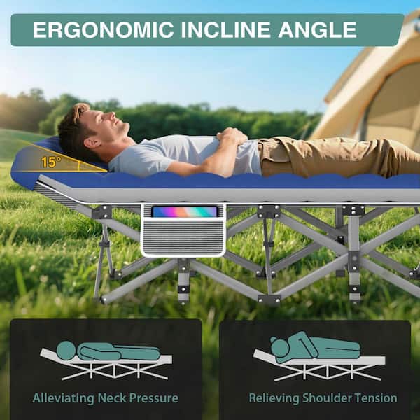Oversized Folding Camping Cot with Detachable Mattress, 800 lbs. Capacity,1200D Oxford Fabric Portable Bed