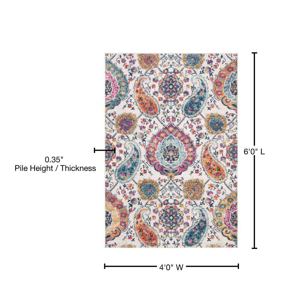 Blue and Cream 4' x 6' Hand-knotted Synthetic Area Rug