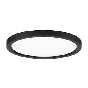 Vantage 15 in. 1-Light Black LED Flush Mount with White Acrylic Diffuser