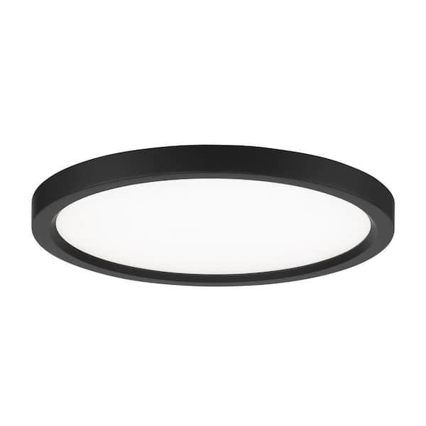 Minka Lavery Vantage 15 in. 1-Light Black LED Flush Mount with White Acrylic Diffuser