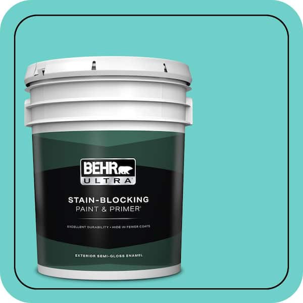 BEHR ULTRA 5 gal. #P450-4 Hidden Sea Glass Semi-Gloss Enamel Exterior Paint & Primer