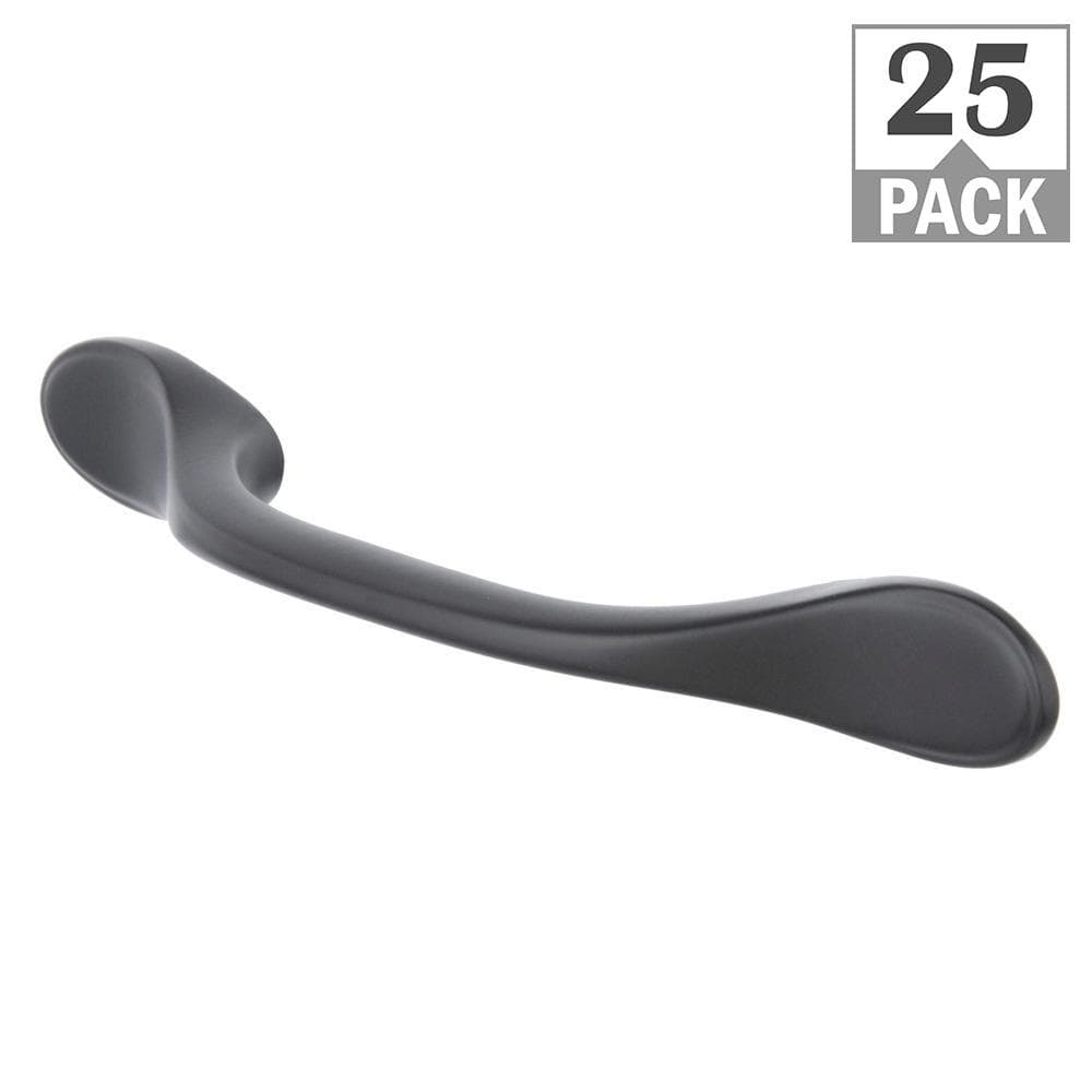 Classic Spoon Foot 3 in. (76 mm) Matte Black Classic Cabinet Pull (25-Pack)